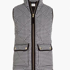 J Crew Houndstooth Puffer Vest with Snap Pockets